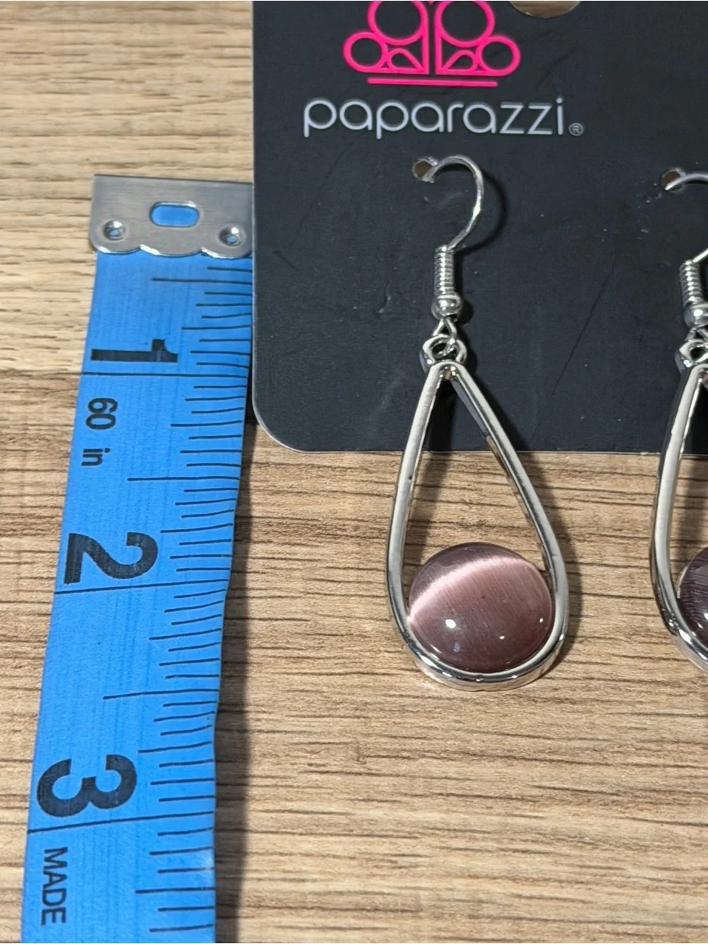 paparazzi Pink Teardrop Dangle Earrings with Silver-Tone Frame